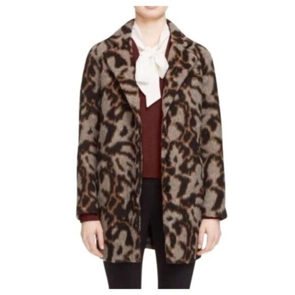 Veronica Beard Camille Leopard Print Cocoon Jacket Brown Chic Size 6